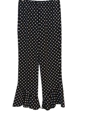 Travel Elements - NWOT, Navy Blue Travel Pants, White Polka Dots, Bell Cuffs, SM